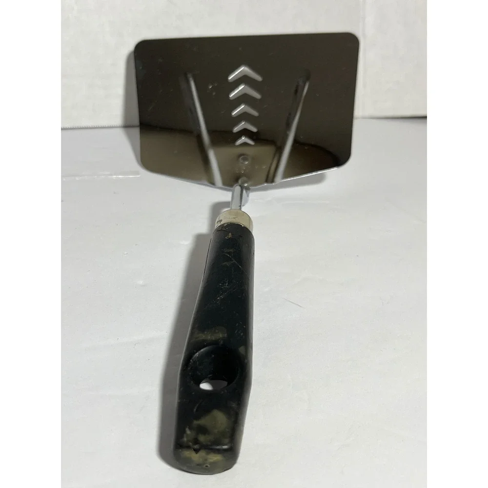 Vintage Androck USA Wide Slotted Spatula Stainless Steel Black‎ Handle Chevron